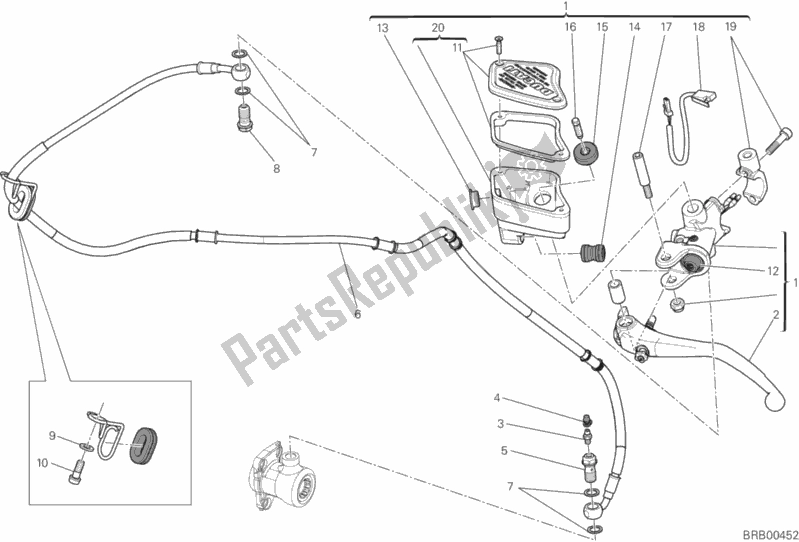 All parts for the Clutch Master Cylinder of the Ducati Diavel FL Brasil 1200 2015